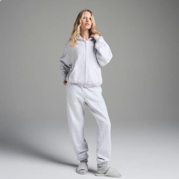 SKIMS Classic Zip Up Hoodie Size XXS Light Heather Grey Oversized Cozy Neutral - Picture 2 of 13